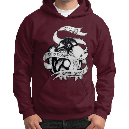 Gildan Hoodie (on man) Maroon odd-squad