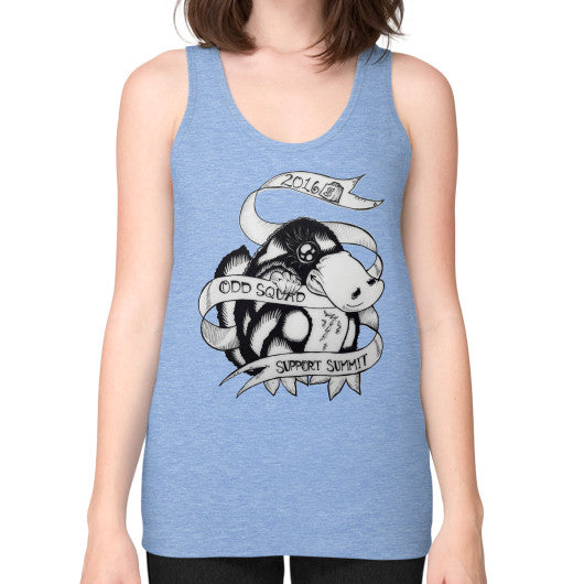 Unisex Fine Jersey Tank (on woman) Tri-Blend Blue odd-squad