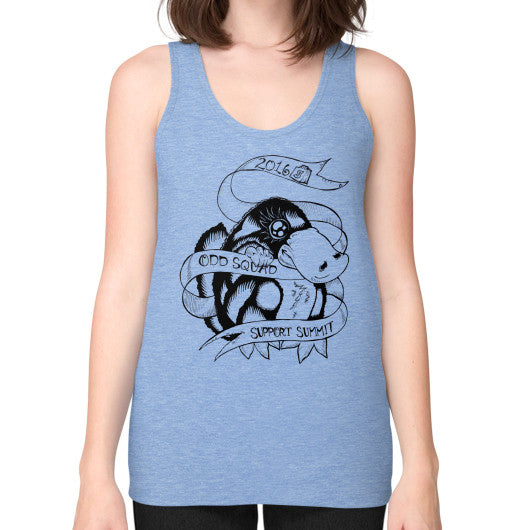 Unisex Fine Jersey Tank (on woman) Tri-Blend Blue odd-squad