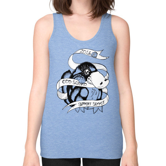 Unisex Fine Jersey Tank (on woman) Tri-Blend Blue odd-squad