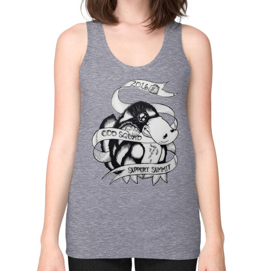 Unisex Fine Jersey Tank (on woman) Tri-Blend Grey odd-squad
