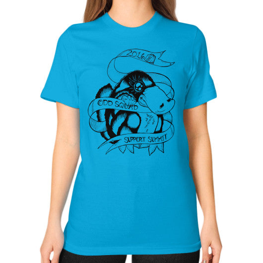 Unisex T-Shirt (on woman) Teal odd-squad