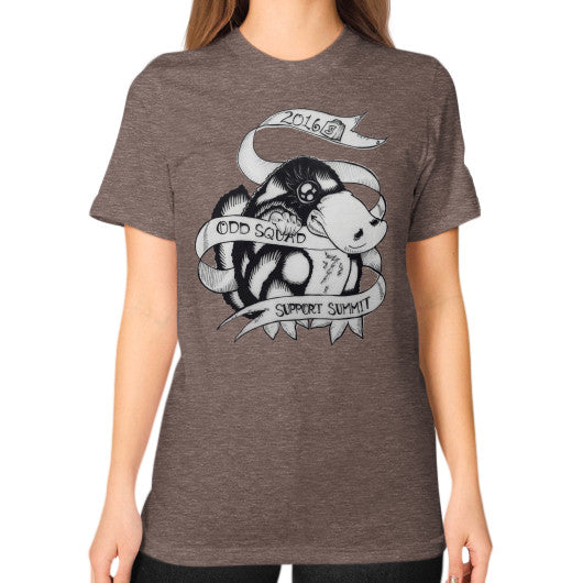 Unisex T-Shirt (on woman) Tri-Blend Coffee odd-squad