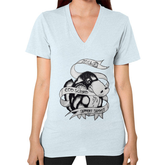 V-Neck (on woman) Light blue odd-squad