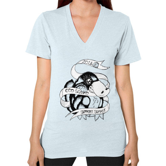V-Neck (on woman) Light blue odd-squad