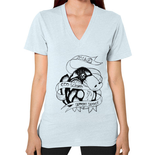 V-Neck (on woman) Light blue odd-squad