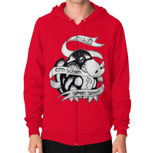 Zip Hoodie (on man) Red odd-squad