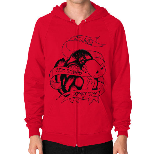 Zip Hoodie (on man) Red odd-squad