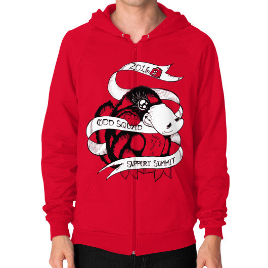 Zip Hoodie (on man) Red odd-squad