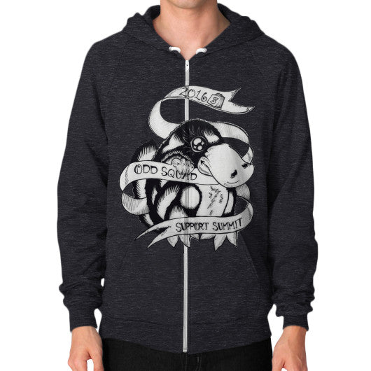 Zip Hoodie (on man) Tri-Blend Black odd-squad