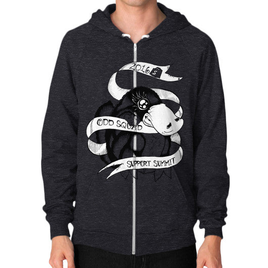 Zip Hoodie (on man) Tri-Blend Black odd-squad