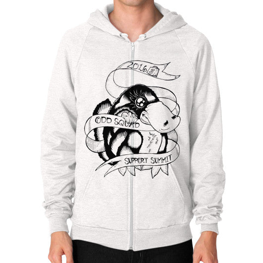 Zip Hoodie (on man) Tri-Blend Oatmeal odd-squad