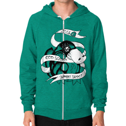 Zip Hoodie (on man) Tri-Blend Vintage Green odd-squad