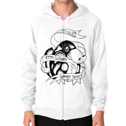 Zip Hoodie (on man) White odd-squad