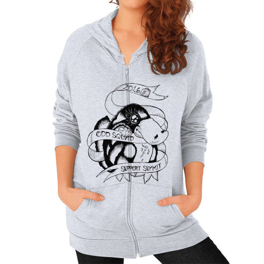 Zip Hoodie (on woman) Heather grey odd-squad