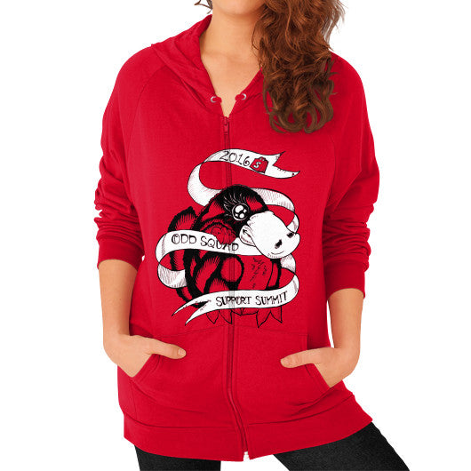 Zip Hoodie (on woman) Red odd-squad