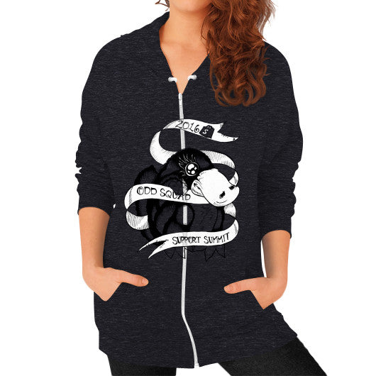Zip Hoodie (on woman) Tri-Blend Black odd-squad