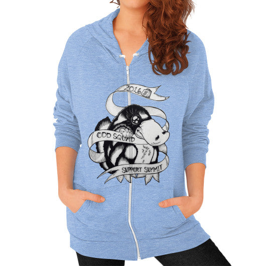 Zip Hoodie (on woman) Tri-Blend Blue odd-squad