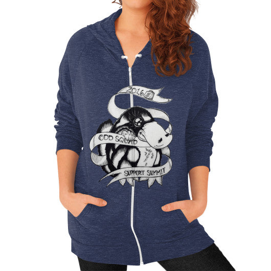 Zip Hoodie (on woman) Tri-Blend Navy odd-squad
