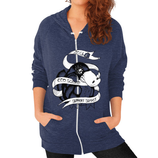 Zip Hoodie (on woman) Tri-Blend Navy odd-squad