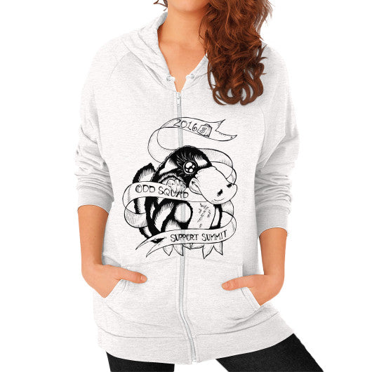 Zip Hoodie (on woman) Tri-Blend Oatmeal odd-squad