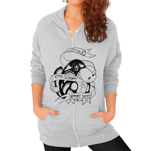 Zip Hoodie (on woman) Tri-Blend Silver odd-squad