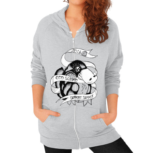 Zip Hoodie (on woman) Tri-Blend Silver odd-squad