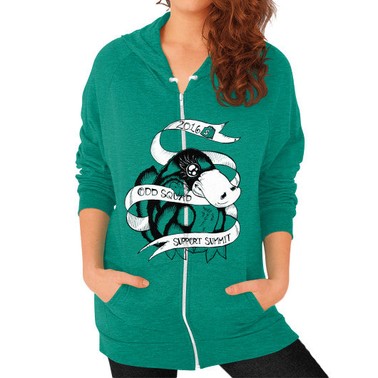 Zip Hoodie (on woman) Tri-Blend Vintage Green odd-squad